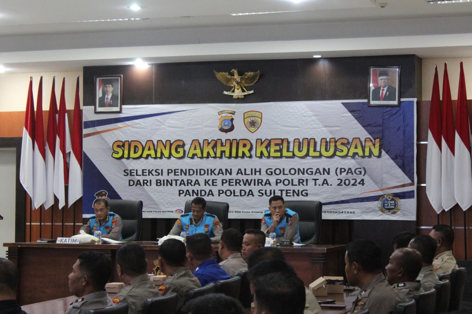 Sidang Kelulusan Akhir Tingkat Panda PAG Polda Sulteng, 29 Dinyatakan Lulus Terpilih