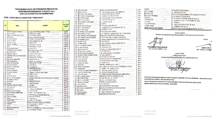 BPBD Palu Umumkan Nama-nama Pelamar TP4 yang Lolos Seleksi Administrasi