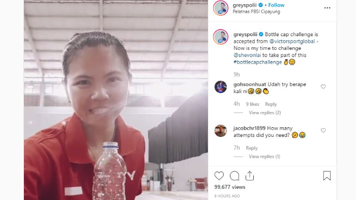 Unik, Greysia Polii Berhasil Tuntaskan Bottle Cap Challenge Pakai Shuttlecock