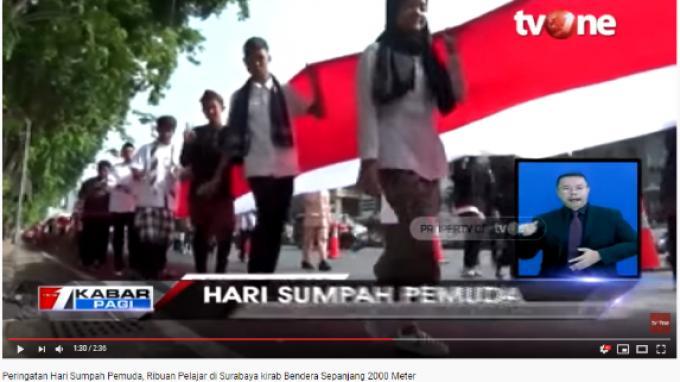 Peringati Sumpah Pemuda, 3.300 Pelajar di Surabaya Kirab Bendera Merah Putih Sepanjang 2.000 Meter