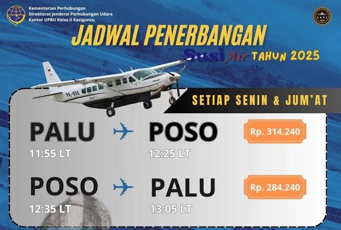 Penerbangan Palu - Poso Kini Dua Kali Seminggu, Ini Jadwalnya