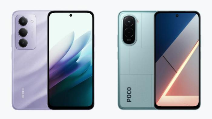 PERBANDINGAN HP - Kolase tangkapan layar tampilan HP Xiaomi Redmi 15 dan POCO M7 yang diambil dari website Mi.co.id, Minggu (13/10/2025).