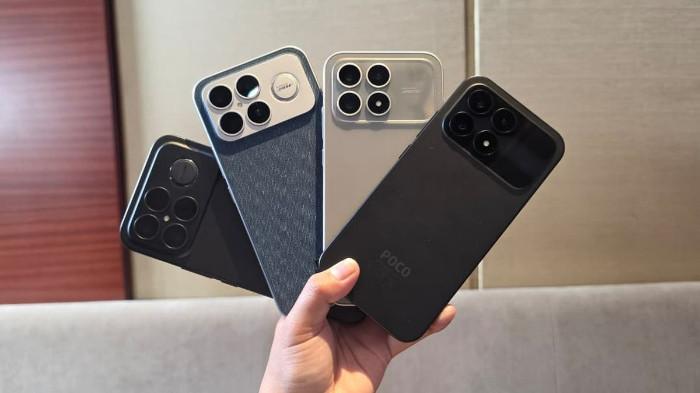 POCO F8 SERIES - Jajaran POCO F8 Series yang terdiri dari POCO F8 Ultra (dua dari kiri) dan POCO F8 Pro (dua dari kanan).