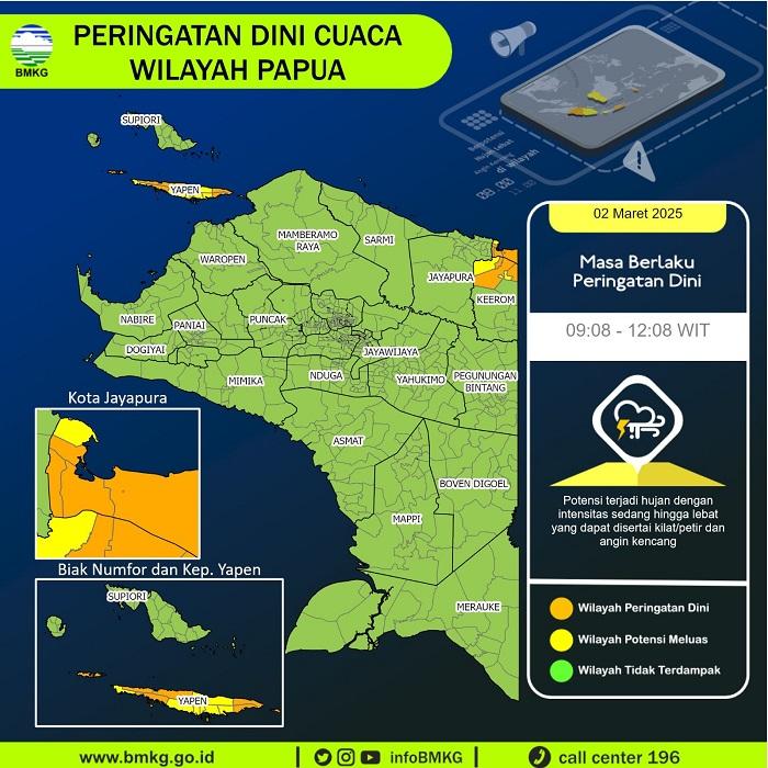 WASPADA! Hujan Lebat dan Angin Kencang Ancam Jayapura dan Sekitarnya hingga Siang Nanti