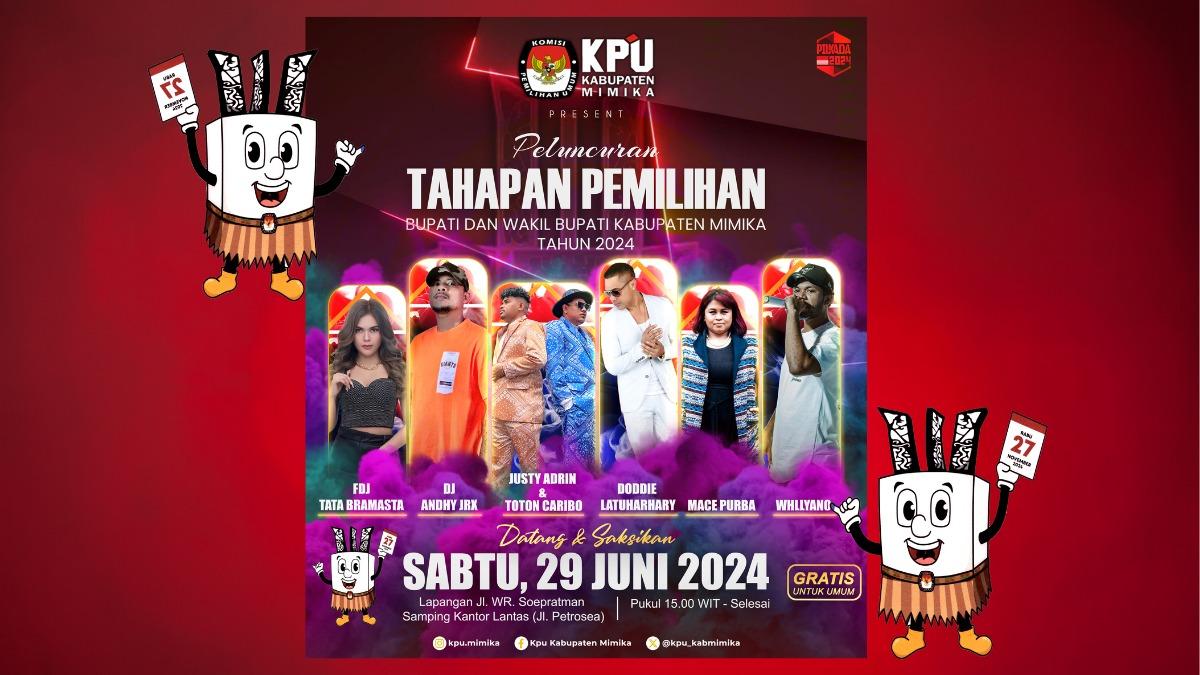 Peluncuran Pilkada Mimika Digelar pada Sabtu, KPU Datangkan Artis dan DJ