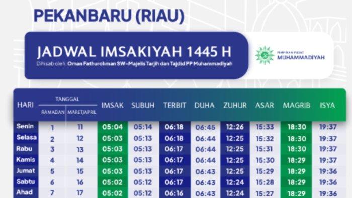 PDF Jadwal Imsakiyah Ramadhan 2024/1445 H untuk Kota Pekanbaru