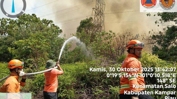 Kesalnya Pusdalops-PB Kampar Soroti Karhutla di Salo Sekitar SUTET: Mana Kepala Desanya Ini?