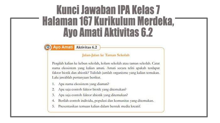 IPA Kelas 7 Kurikulum Merdeka: Kunci Jawaban Soal Pada Halaman 167 Ayo Amati Aktivitas 6.2