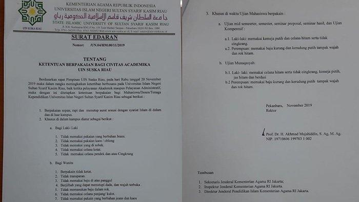 Beredar Surat Larangan Cadar dan Celana Cingkrang di UIN Suska Riau, Ini Jawaban Pihak Kampus