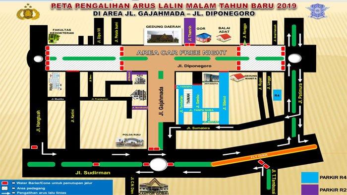 2 Lokasi Car Free Night di Pekanbaru Malam Tahun Baru 2019, Ini Rute Pengalihan Arus Lalu Lintasnya