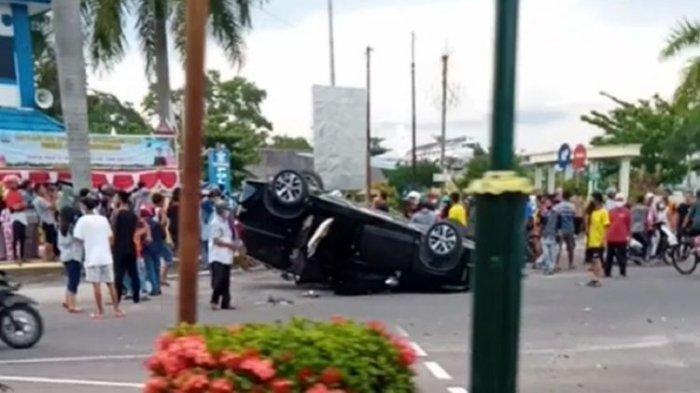 Mabuk, Sopir Fortuner Ugal-ugalan, Tabrak Xpander hingga Terbalik dan Labrak Pos TNI AU