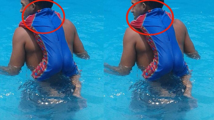 Berendam di Kolam Renang, Semua Heboh Lihat Ayah Gendong Anak Tanpa Kepala, Ternyata