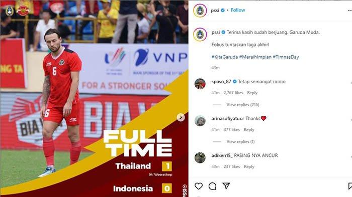 Indonesia Dikalahkan Thailand, Netizen Serbu IG PSSI, Tulis Jirayut Full Senyum