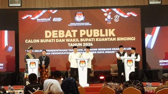 Debat Pilkada Kuansing, Ketiga Paslon Adu Gagasan Soal Pendidikan, Ekonomi dan Tambang Emas Ilegal