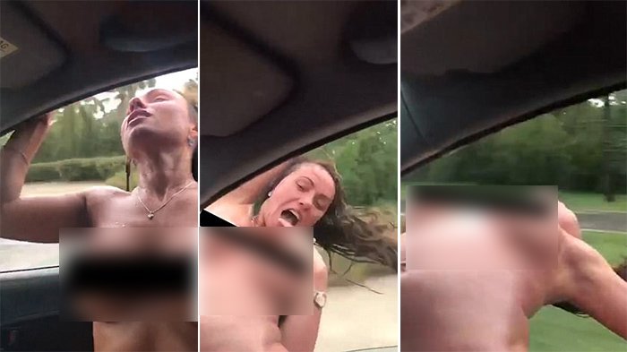 VIDEO: Wanita Tanpa Baju Julurkan Tubuhnya ke Luar Jendela Mobil, Akhirnya Tragis