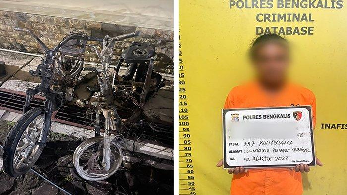 Kesal Ditagih Utang, Pria di Bengkalis Bakar Sepeda Motor Sang Penagih, Utangnya Segini