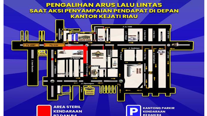 Ini Rute Pengalihan Arus Lalu Lintas Imbas Aksi Massa di Kantor Kejati Riau