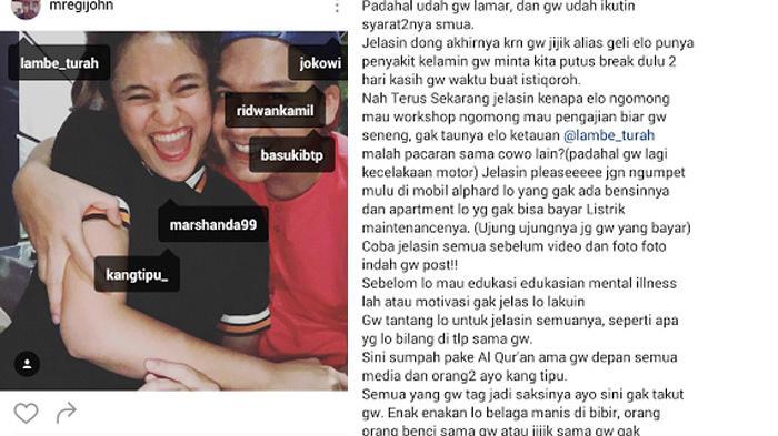 Sindir Marshanda di Instagram, Egi John Beri Tag Jokowi, Ahok dan Ridwan Kamil