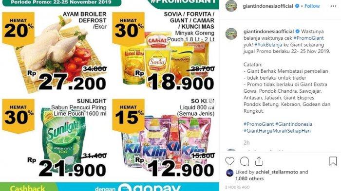 Promo Giant Hari Ini, Diskon Beli Minyak Goreng, Deterjen,Ikan, Popok & Susu Bayi hingga 25 November