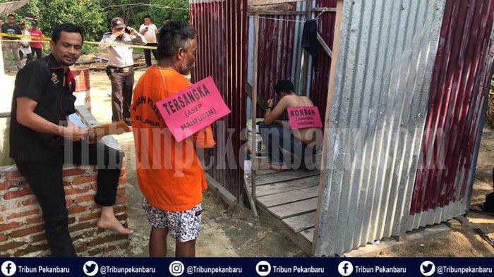 REKONSTRUKSI Pembunuhan dan Sodomi di Pelalawan Riau, Asep Peragakan 20 Adegan Membunuh dan Sodomi