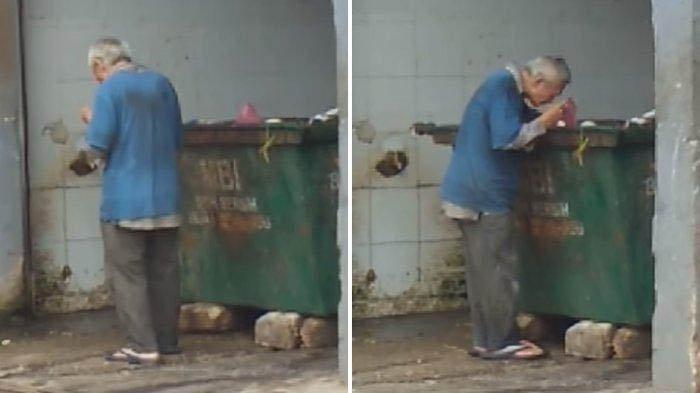 Penampakan Lelaki Tua yang Mengais Tong Sampah Mencari Makan, Ternyata Pernah Menolak Diberi Uang