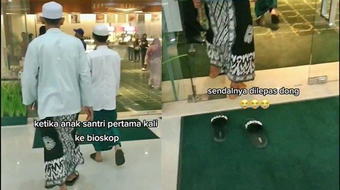 VIDEO Penampakan Anak Santri Pertama Kali ke Bioskop: Copot Sandal Supreme Sebelum Masuk