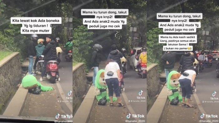 Viral Video Tiktok Badut Tidur di Pinggir Jalan, Ternyata Ibu Paruh Baya Sakit dan Kelelahan