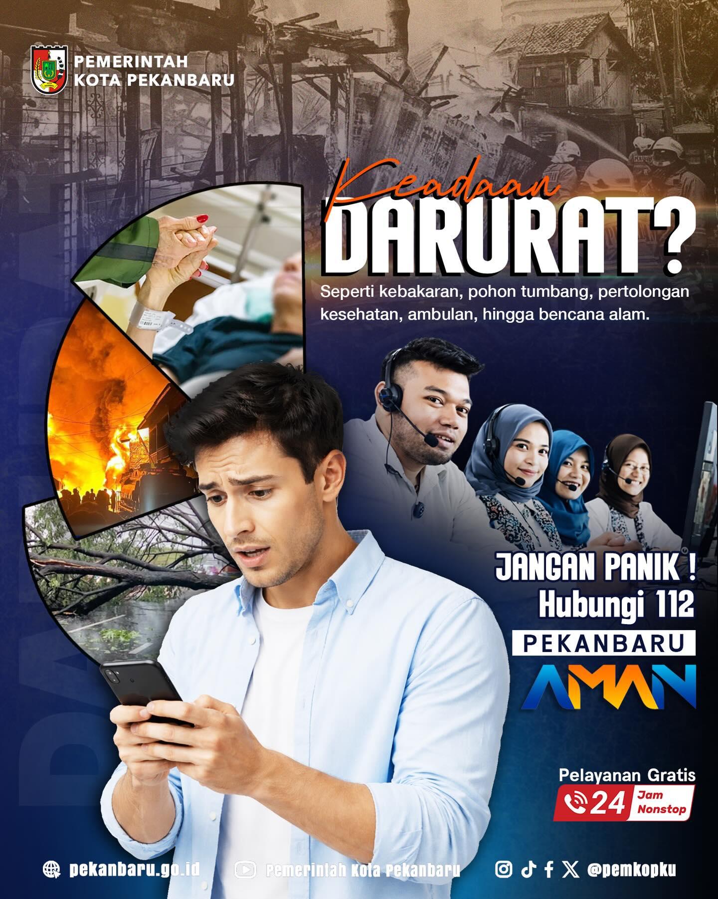 Keadaan Darurat Telepon 112, Pekanbaru AMAN Siap 24 jam