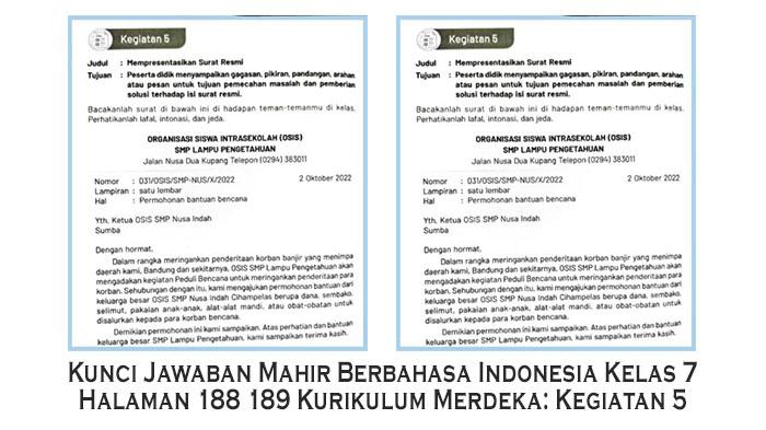 Kunci Jawaban Mahir Berbahasa Indonesia Kelas 7 Halaman 188 189 Kurikulum Merdeka: Kegiatan 5