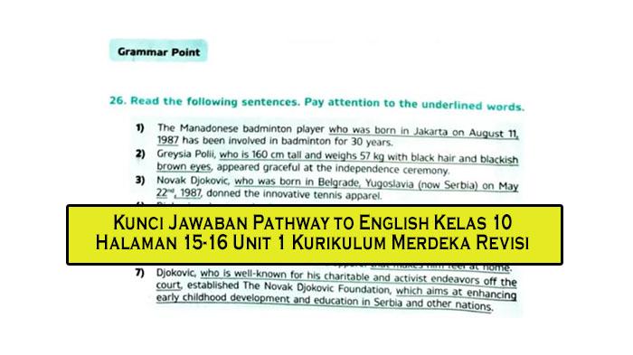 Kunci Jawaban Pathway to English Kelas 10 Halaman 15-16 Unit 1 Kurikulum Merdeka Revisi - Tribunpekanbaru.com