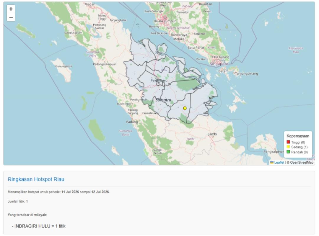 Hotspot di Riau Turun Drastis, Ada Satu Titik Terdeteksi di Indragiri Hulu - Tribunpekanbaru.com