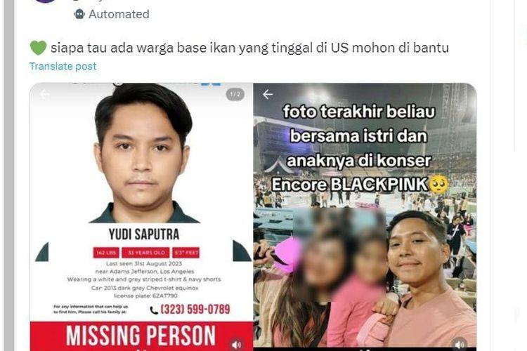 Yudi Saputra WNI yang Hilang Los Angeles AS Akhirnya Ditemukan, Begini Kondisinya