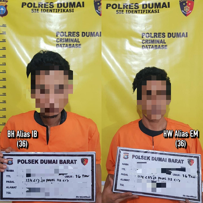 DUH Bakal Jamuran di Penjara Deh,Dua Pengedar Narkoba yang Diringkus di Dumai Terancam 12 Tahun Bui