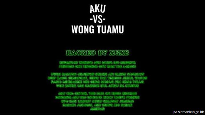 Website Pengadilan Agama Sleman Diretas, Tampilkan Pesan Galau, Aku vs Orangtuamu