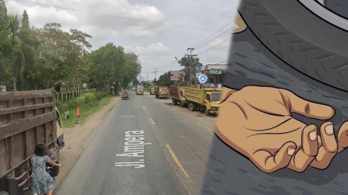KECELAKAAN MAUT PONTIANAK - Tangkapan layar lokasi diduga TKP kecelakaan maut di Jalan Khatulistiwa, dekat SPBU Batu Layang, Kecamatan Pontianak Utara, Kota Pontianak pada Sabtu 18 Oktober 2025 sekitar pukul 06.50 pagi WIB. Kecelakaan itu menewaskan satu pemotor.