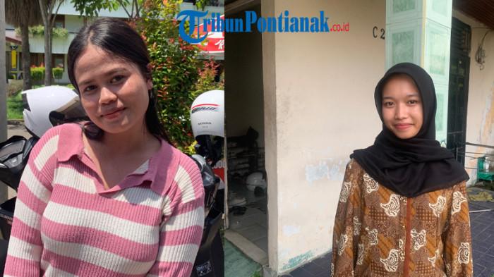 BIAYA HIDUP - Cyntia (baju pink) Mahasiswa Fakultas Ekonomi dan Bisnis dan Suci (baju batik) Mahasiswa FKIP saat diwawancarai mengenai biaya hidup mereka di Pontianak, Rabu 15 Oktober 2025. 