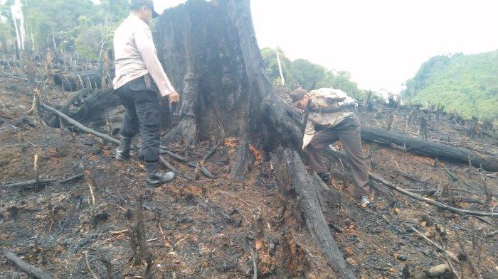 Personel Polsek Belimbing dan Polsek Kota Baru Cek Titik Api untuk Cegah Kebakaran Semakin Meluas
