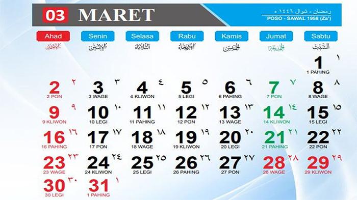 KALENDER Maret 2026 Masehi, Hijriah, dan Jawa: Cek Tanggal Merah, Ada Libur Nyepi dan Idul Fitri!