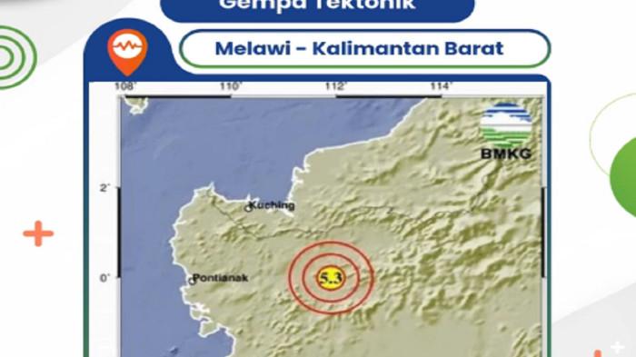 GEMPA GUNCANG MELAWI - Gempa 5,3 M mengguncang Kabupaten Melawi, Kalbar pada Jumat 13 Maret 2026 pukul 03.04 WIB. Gempa itu tidak berpotensi tsunami.