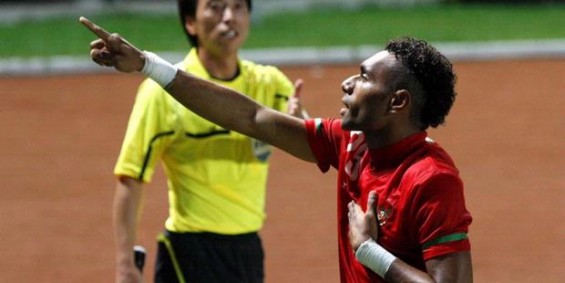 Gol Yevhen Bawa PSS Sleman Samakan Skor 1-1 lawan Persipura Jayapura di Stadion Mandala