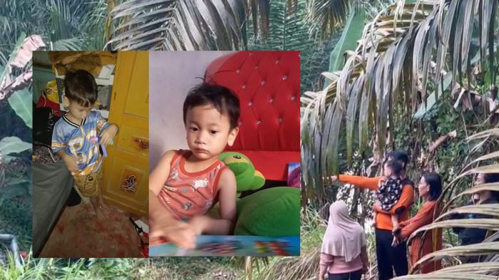 HILANGNYA ANAK NGABANG - Kolase foto anak 5 tahun bernama Muhammad Dirgantara Al Hafiz yang hilang di sekitaran Dusun Manguk, Desa Mungguk, Kecamatan Ngabang, Kabupaten Landak sejak Minggu 30 November 2025 sore (kiri) dan foto Ayah Hafiz (gendong anak kedua) bersama Ibunda Hafiz (kerudung), saat masih mencari keberadaan anaknya di samping rumah pada Senin 1 Desember 2025 siang yang penuh isak tangis (kanan). 
Disini lokasi ditemukannya jasad Muhammad Dirgantara Al Hafiz.