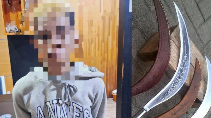 PENGANIAYAAN PONTIANAK - Remaja yang diduga pelaku penganiayaan berinisial U menggunakan celurit di kawasan Ambalat, tepatnya di depan Vila Gam, Jalan Budi Karya, Kecamatan Pontianak Selatan, pada Minggu 9 November 2025 saat diamankan pihak kepolisian. Polisi berhasil mengungkap motif pelaku aniaya korban.