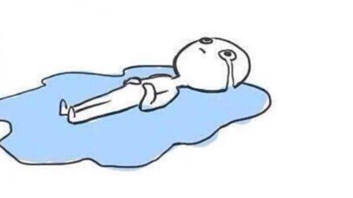 Meme menangis di genangan air yang di ciptakan Qinni (Instagram @qinniart)