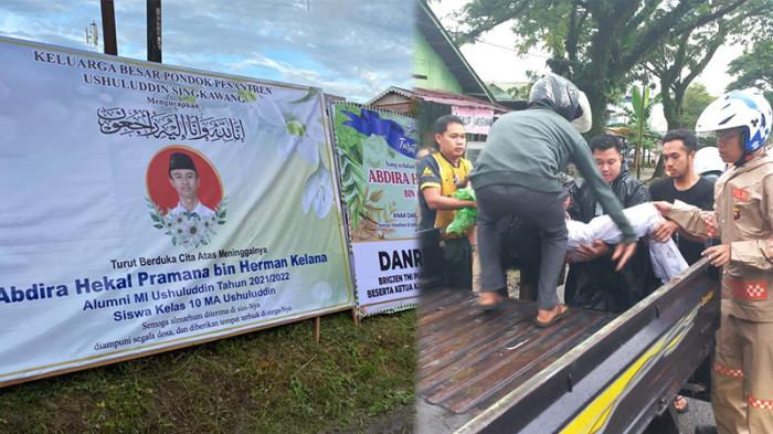 PELAJAR SINGKAWANG TEWAS - Suasana di sekitar rumah duka, Pelajar MA Ushuluddin Singkawang bernama Abdira Hekal Pramana (15) meninggal dunia dalam kecelakaan saat berangkat sekolah. Sang nenek mengungkap momen terakhir Abdira sebelum kecelakaan.