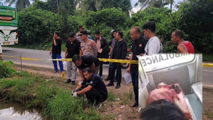 PENGANIAYAAN BERAT MEMPAWAH - Polisi saat olah TKP di lokasi penganiayaan berat yang terjadi di Jalan Raya depan SDN 11 Jongkat, Desa Peniti Luar, Kecamatan Jongkat, Kabupaten Mempawah, pada Jumat 14 November 2025 sekitar pukul 15.00 WIB. Polisi berhasil mengantongi motif.