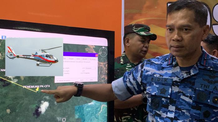 EVAKUASI HELIKOPTER JATUH - Komandan Lanud Supadio, Marsekal Pertama TNI Sidik Setiyono menjelaskan titik ditemukannya serpihan badan helikopter PK-CFX yang jatuh di wilayah Kabupaten Sekadau, Kalimantan Barat, Kamis 16 April 2026. Berikut daftar identitas penumpang helikopter PK-CFX yang hilang kontak.