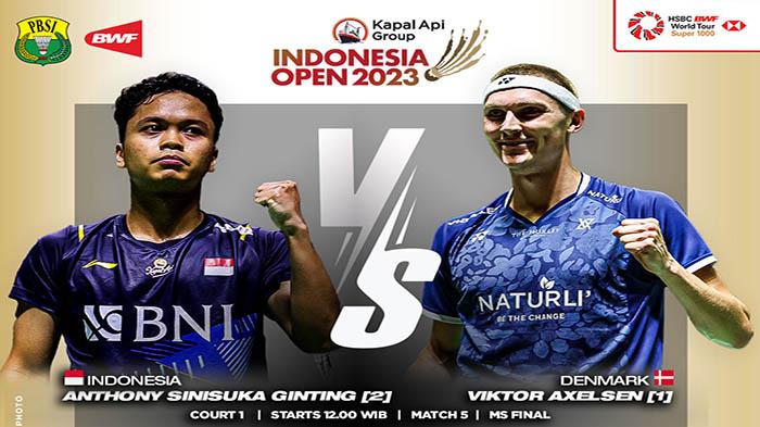 Hasil Final Indonesia Open 2023 Tunggal Putra Momen Ginting Melawan Trend Buruk Saat Bertemu Axelsen