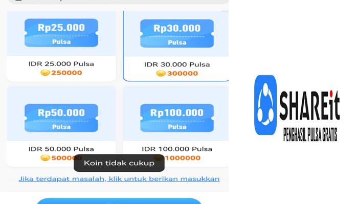 Unduh SHAREit dan Instal Untuk Dapatkan Pulsa Gratis Tanpa Batas