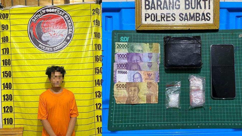 Satresnarkoba Polres Sambas Tangkap Tersangka Kasus Narkoba di Kecamatan Tebas