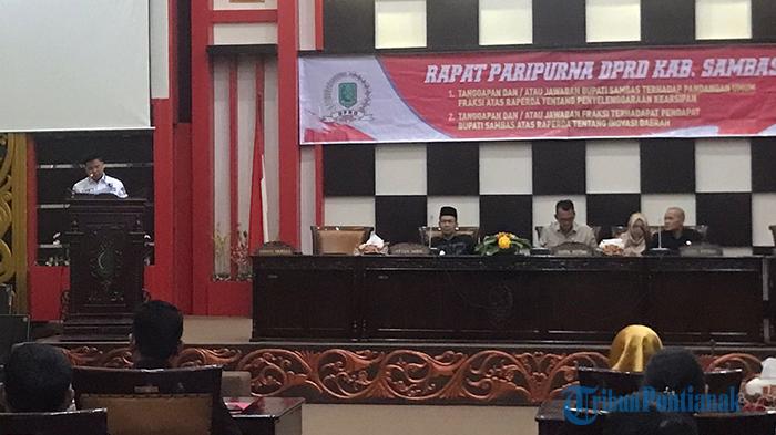 Bupati Sambas Sampaikan Tanggapan Pandangan Umum Fraksi Raperda Penyelenggaraan Kearsipan